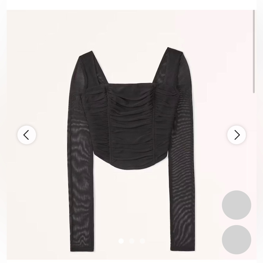 Abercrombie & Fitch Women’s Corset Crop Top  Sz XS Black Sheer Sleeves